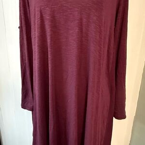 Altar’d State Burgundy Long Sleeve Tunic Short Dress Size Small A Line Roll Tab